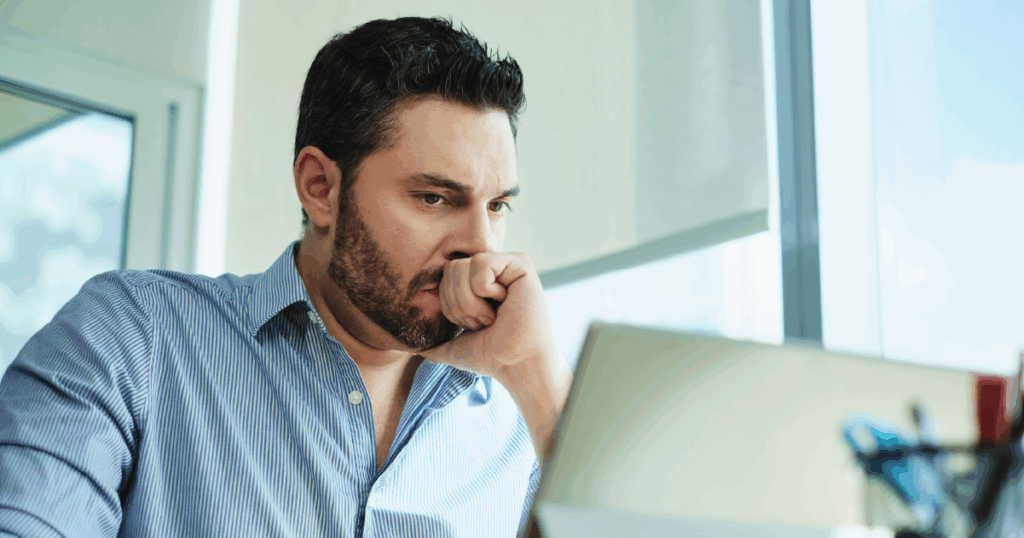 man worried about hacking