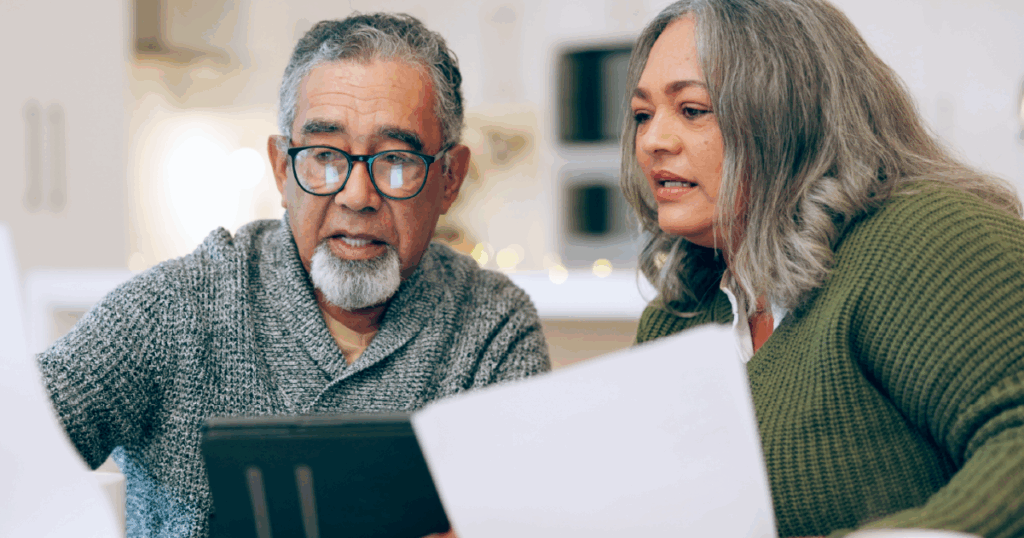 man and woman making insurance claim